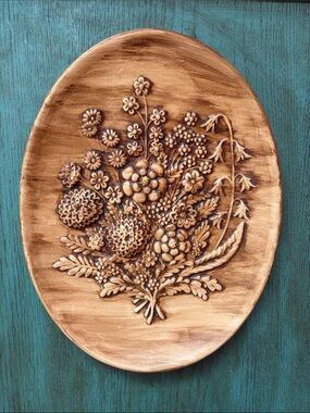 1981 Ceramic Floral Wall Plaques Set of 2